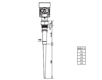 棒式雷达物位计外型尺寸图
