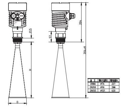 调频雷达物位计外形尺寸图