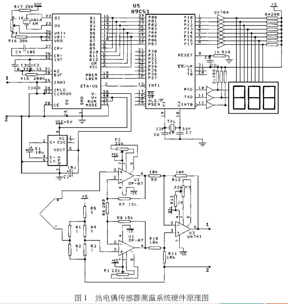 热电偶传感器测温系统硬件原理图示
