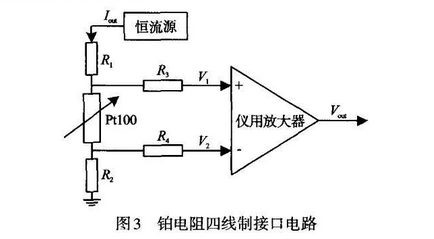 铂电阻四线制接口电路图示