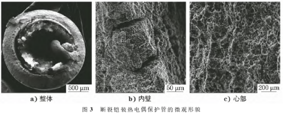 断裂饱装热电偶保护管的微观形貌